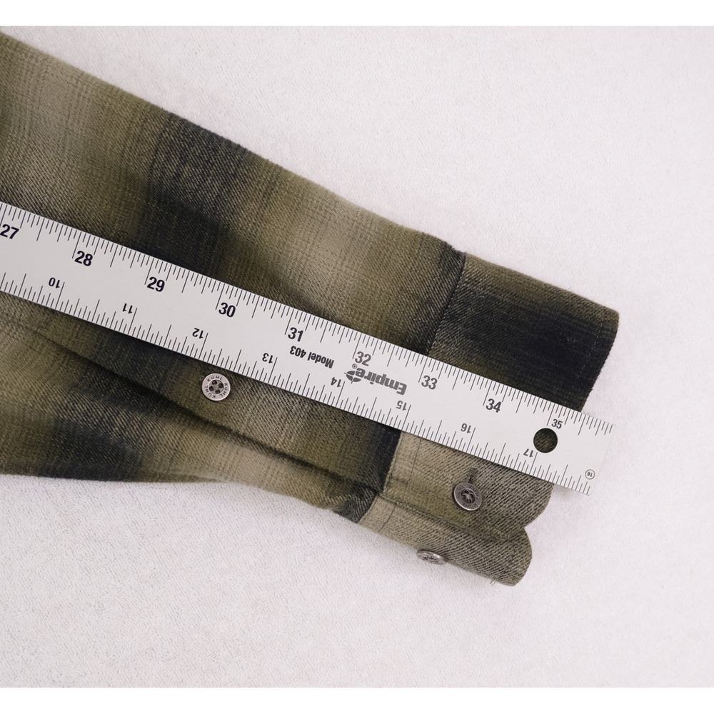 Kuhl Dillingr Flannel Shirt Mens Large Olive Green Black Plaid 7186 - Picture 10 of 11
